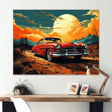 Vintage European Car In Nevada - Car Vintage Canvas Wall Art